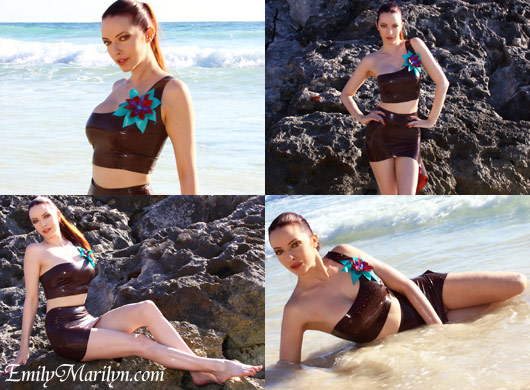 Latex fetish on the beach