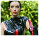 Shiny rubber in the woods sexy brunette fetish girl