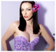 Brunette in lavender retro lingerie vintage stockings